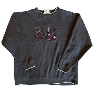 Vintage M&C Sport Men's Long Sleeve Gray Embroidered Golf Crewneck